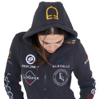 Sudadera con capucha para mujer con multi-logo nuevo Equestro Asfalto Gris