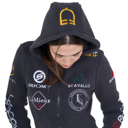 Sudadera con capucha para mujer con multi-logo nuevo Equestro Asfalto Gris
