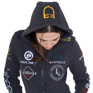 Sudadera con capucha para mujer con multi-logo nuevo Equestro Asfalto Gris