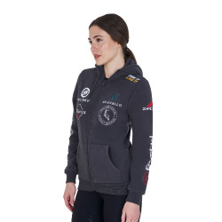 Sudadera con capucha para mujer con multi-logo nuevo Equestro Asfalto Gris