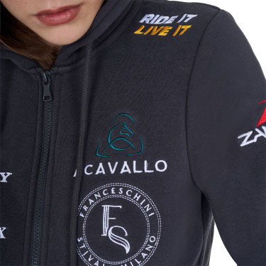 Sudadera con capucha para mujer con multi-logo nuevo Equestro Asfalto Gris
