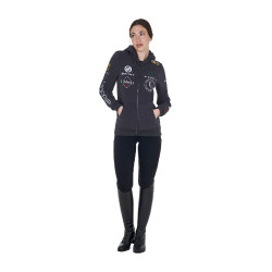Sudadera con capucha para mujer con multi-logo nuevo Equestro Asfalto Gris