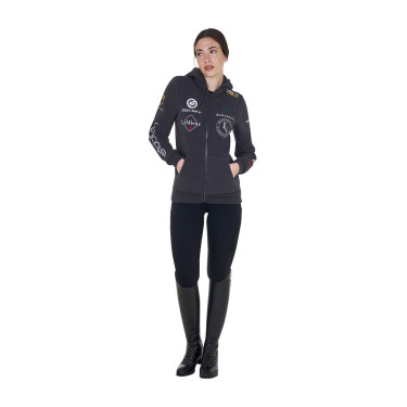 Sudadera con capucha para mujer con multi-logo nuevo Equestro Asfalto Gris