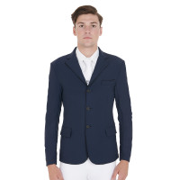 Chaqueta de concurso para Hombre de Tejido Elástico con Bolsillos con Cremallera Equestro Americana marina