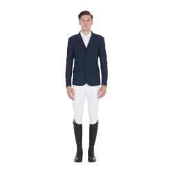 Chaqueta de concurso para Hombre de Tejido Elástico con Bolsillos con Cremallera Equestro Americana marina Azul marino