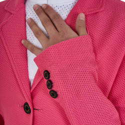 Chaqueta de concurso de tres botones para niña en malla Equestro Madreselva Rosa
