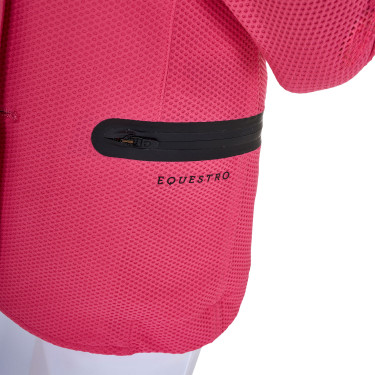 Chaqueta de concurso de tres botones para niña en malla Equestro Madreselva Rosa Chaqueta de concurso de tres botones para niña en malla Equestro Madreselva Rosa