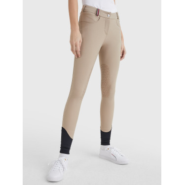 Pantalón Tommy Hilfiger Equestrian Classic mujer con grip en las rodillas Beige