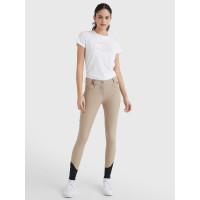 Pantalón Tommy Hilfiger Equestrian Classic mujer con grip en las rodillas Beige
