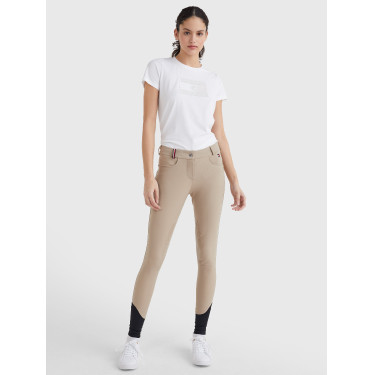 Pantalón Tommy Hilfiger Equestrian Classic mujer con grip en las rodillas Beige