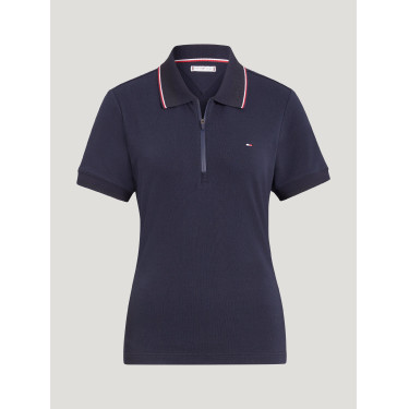 Polo con cremallera Tommy Hilfiger Equestrian Camden de manga corta para mujer Polo con cremallera Tommy Hilfiger Equestrian Camden de manga corta para mujer