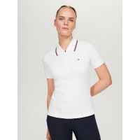 Polo con cremallera Tommy Hilfiger Equestrian Camden de manga corta para mujer Blanco