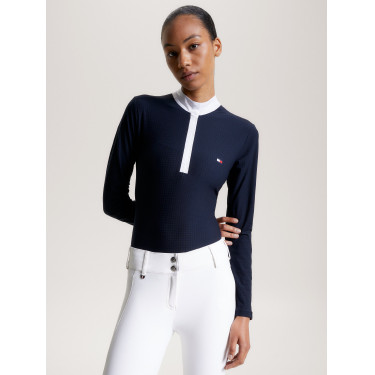 Polo de competición Tommy Hilfiger Equestrian Chelsea Cooling de manga larga para mujer Polo de competición Tommy Hilfiger Equestrian Chelsea Cooling de manga larga para mujer