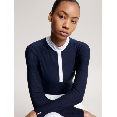 Polo de competición Tommy Hilfiger Equestrian Chelsea Cooling de manga larga para mujer Polo de competición Tommy Hilfiger Equestrian Chelsea Cooling de manga larga para mujer