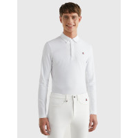 Polo de concurso Tommy Hilfiger Equestrian Fresh Air Performance de manga larga para hombre Blanco