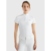 Polo de concurso Tommy Hilfiger Equestrian Performance Strass de manga corta para mujer Blanco Polo de concurso Tommy Hilfiger Equestrian Performance Strass de manga corta para mujer Blanco