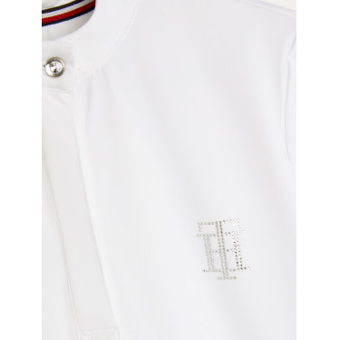 Polo de concurso Tommy Hilfiger Equestrian Performance Strass de manga corta para mujer Blanco Polo de concurso Tommy Hilfiger Equestrian Performance Strass de manga corta para mujer Blanco