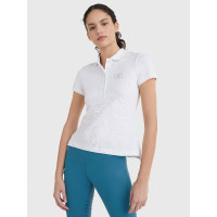 Polo Tommy Hilfiger Equestrian con pedrería de manga corta para mujer Blanco