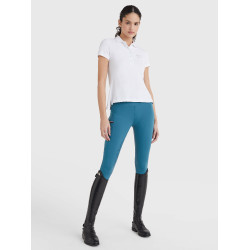 Polo Tommy Hilfiger Equestrian con pedrería de manga corta para mujer Blanco