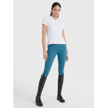 Polo Tommy Hilfiger Equestrian con pedrería de manga corta para mujer Blanco