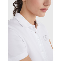 Polo Tommy Hilfiger Equestrian con pedrería de manga corta para mujer Blanco