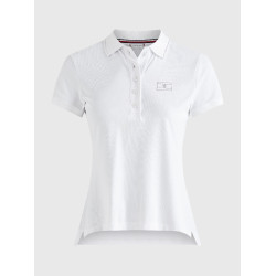 Polo Tommy Hilfiger Equestrian con pedrería de manga corta para mujer Blanco