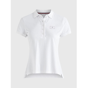 Polo Tommy Hilfiger Equestrian con pedrería de manga corta para mujer Blanco