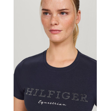 Camiseta Tommy Hilfiger Equestrian Belmont de manga corta con strass para mujer Camiseta Tommy Hilfiger Equestrian Belmont de manga corta con strass para mujer