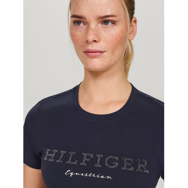 Camiseta Tommy Hilfiger Equestrian Belmont de manga corta con strass para mujer Camiseta Tommy Hilfiger Equestrian Belmont de manga corta con strass para mujer