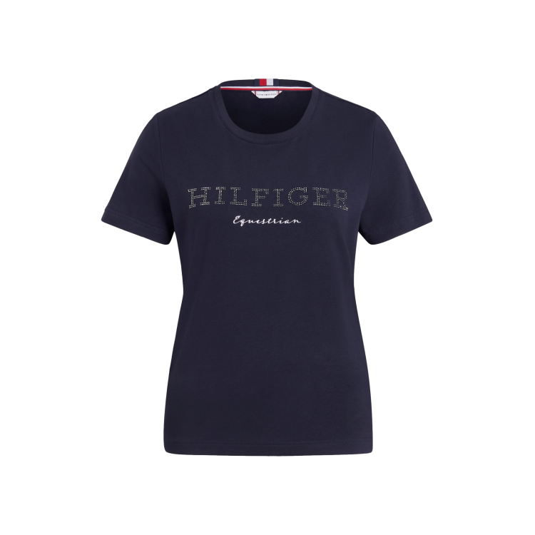 Camiseta Tommy Hilfiger Equestrian Belmont de manga corta con strass para mujer Camiseta Tommy Hilfiger Equestrian Belmont de manga corta con strass para mujer