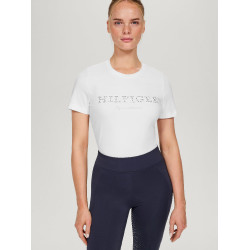 Camiseta Tommy Hilfiger Equestrian Belmont de manga corta con strass para mujer Blanco