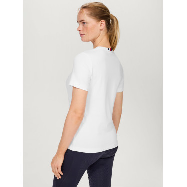 Camiseta Tommy Hilfiger Equestrian Belmont de manga corta con strass para mujer Blanco Camiseta Tommy Hilfiger Equestrian Belmont de manga corta con strass para mujer Blanco