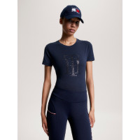 Camiseta Tommy Hilfiger Equestrian Manhattan de manga corta para mujer Azul marino