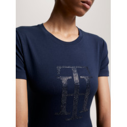 Camiseta Tommy Hilfiger Equestrian Manhattan de manga corta para mujer Azul marino
