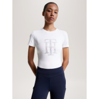 Camiseta Tommy Hilfiger Equestrian Manhattan de manga corta para mujer Blanco Camiseta Tommy Hilfiger Equestrian Manhattan de manga corta para mujer Blanco