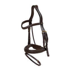 Brida Dy'on colección D muserola combinada trenzada con Pull Back Castaño Marr&amp;oacute;n