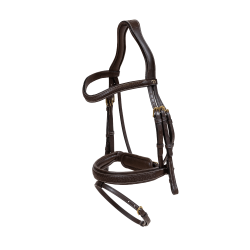 Brida Dy'on colección D muserola combinada trenzada con Pull Back Castaño Marrón