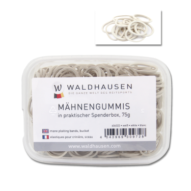 Elásticos para crin Waldhausen con caja dispensadora Blanco