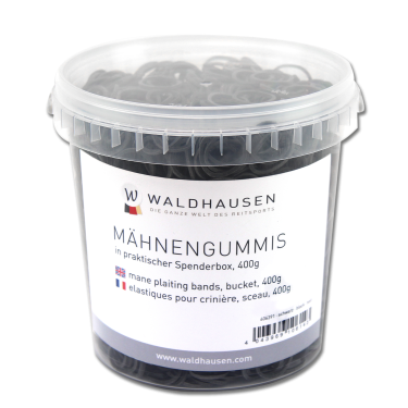 Elásticos Waldhausen para crin en un cubo de 400 g Negro