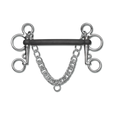 Pelham de caucho Waldhausen con embocadura rígida anatómica Pelham de caucho Waldhausen con embocadura rígida anatómica