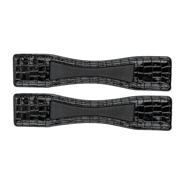 Protectores de espuelas Waldhausen de cuero charolado, el par Cuero negro