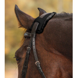 Protección de muserola y testera Waldhausen de piel de cordero Negro