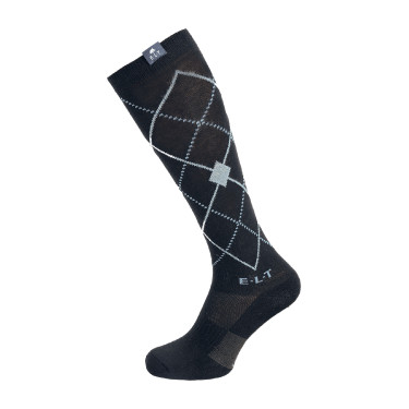 Calcetines de equitación ELT Argyle Negro / azul piedra
