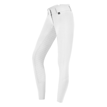 Pantalón de equitación ELT Micro Sport con silicona de talle alto Blanco