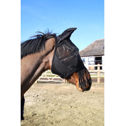 Máscara anti-moscas classic orejas y flecos de nariz Kentucky Negro