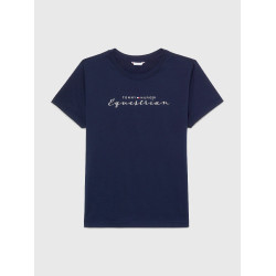Camiseta gráfica Tommy Hilfiger Equestrian Brooflyn de manga corta para mujer Cielo del desierto Azul
