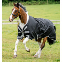 Manta Horseware Amigo 1200D XL Turnout 50g Negro / gris titanio / plata