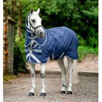Manta Horseware Rhino Plus Poney Turnout 100g Negro / gris titanio / azul clásico