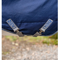 Manta Horseware Rhino Plus Poney Turnout 100g Negro / gris titanio / azul clásico