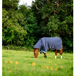 Cubrecuello Horseware 150g para manta Rhino Original Negro / gris titanio / azul clásico